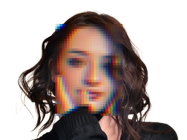 A creator preview with the face covered by the glitch style